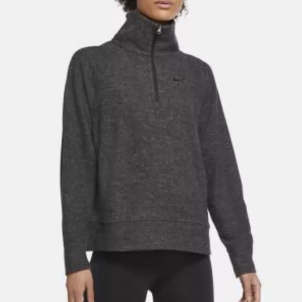 Nike Women's Therma 1/2-Zip Training Top DA1457 032 Gray White Size Small